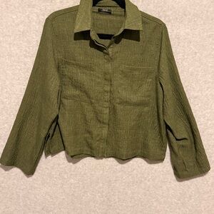 Olive Green 3/4 Sleeve cropped Shirt